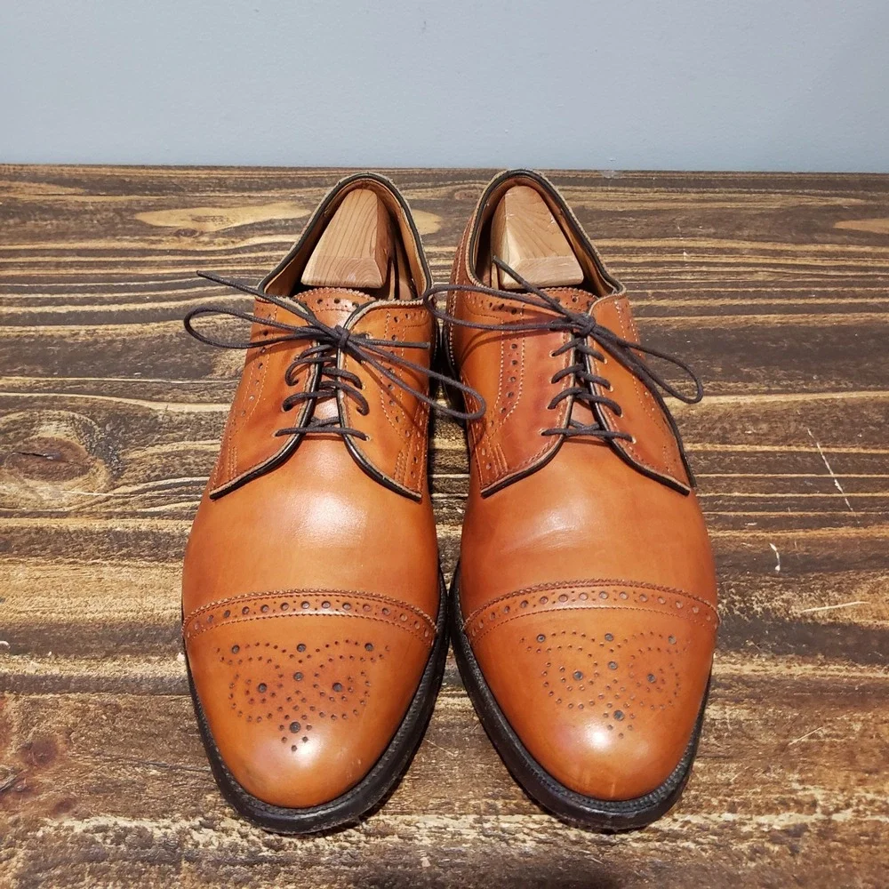 Allen Edmonds Oxford Mens 9.5 E Sanford Brown Fair Cap Toe Brogue Dress Shoes